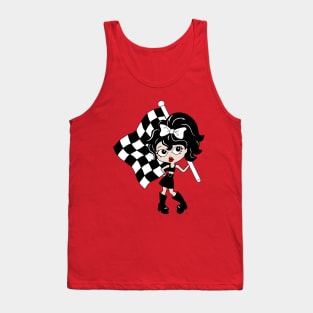 Hot Rod Hottie, Checkered flag girl, Cute Character Art Tank Top